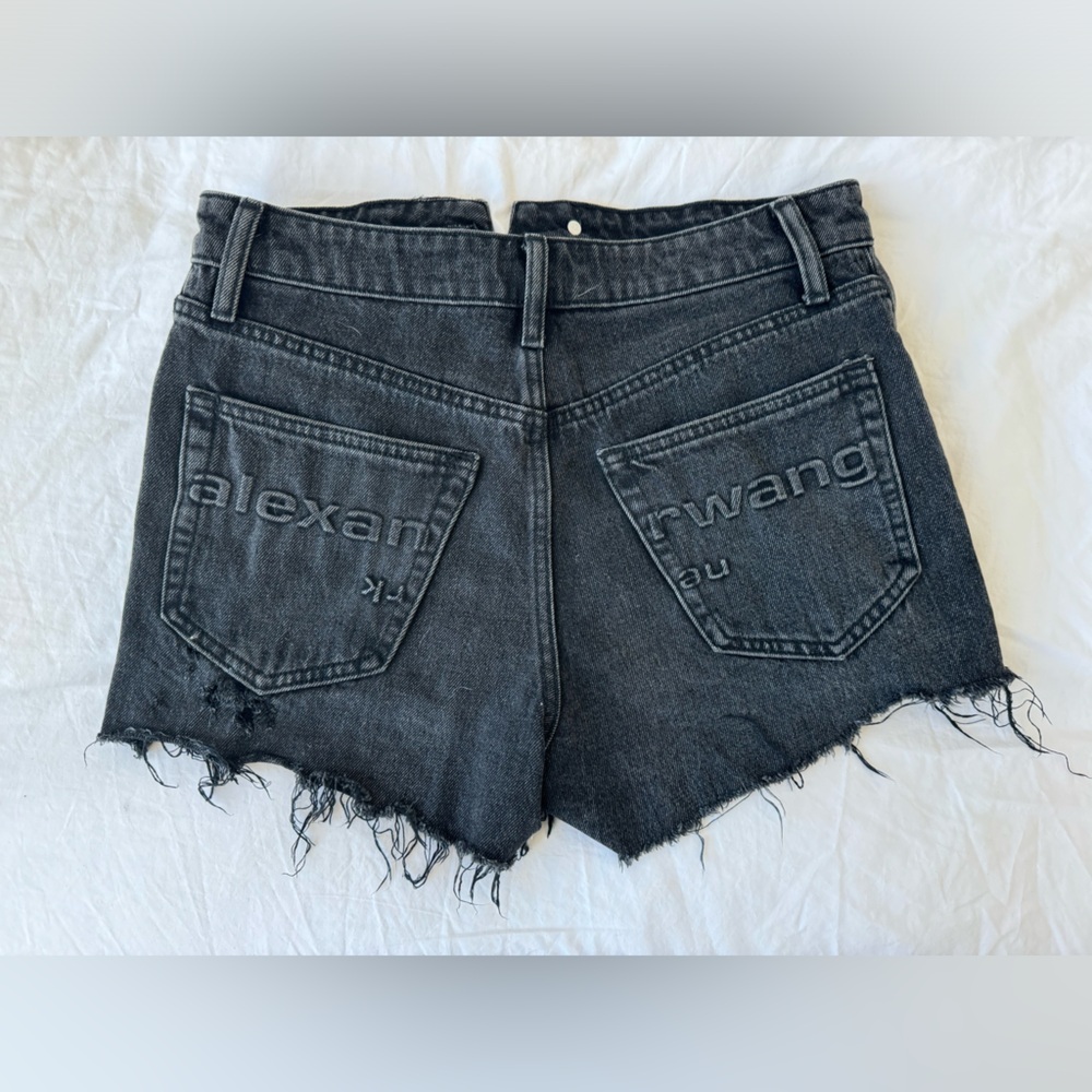 Alexander wang black wash denim shorts